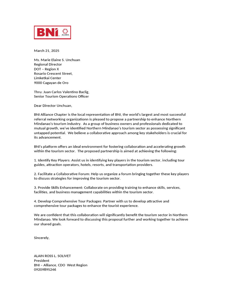 Letter To DoT | PDF