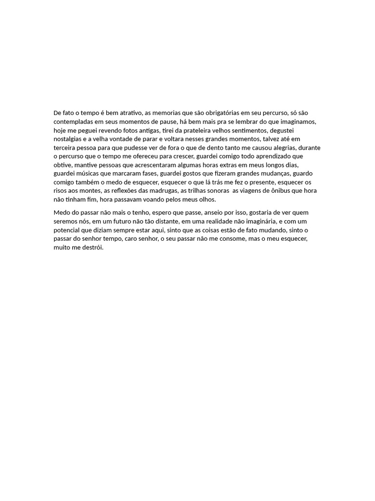 Reflexões sobre o Tempo e Memórias | PDF