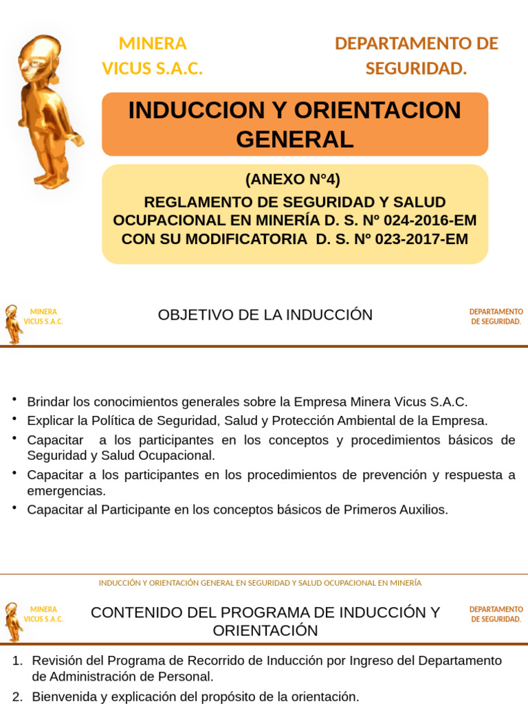 Inducción en Seguridad Minera Vicus S.A.C. | PDF | Seguridad y salud ...
