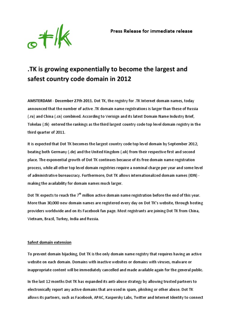 Dottk Press Release 12272011 En Domain Name Application Layer Images, Photos, Reviews