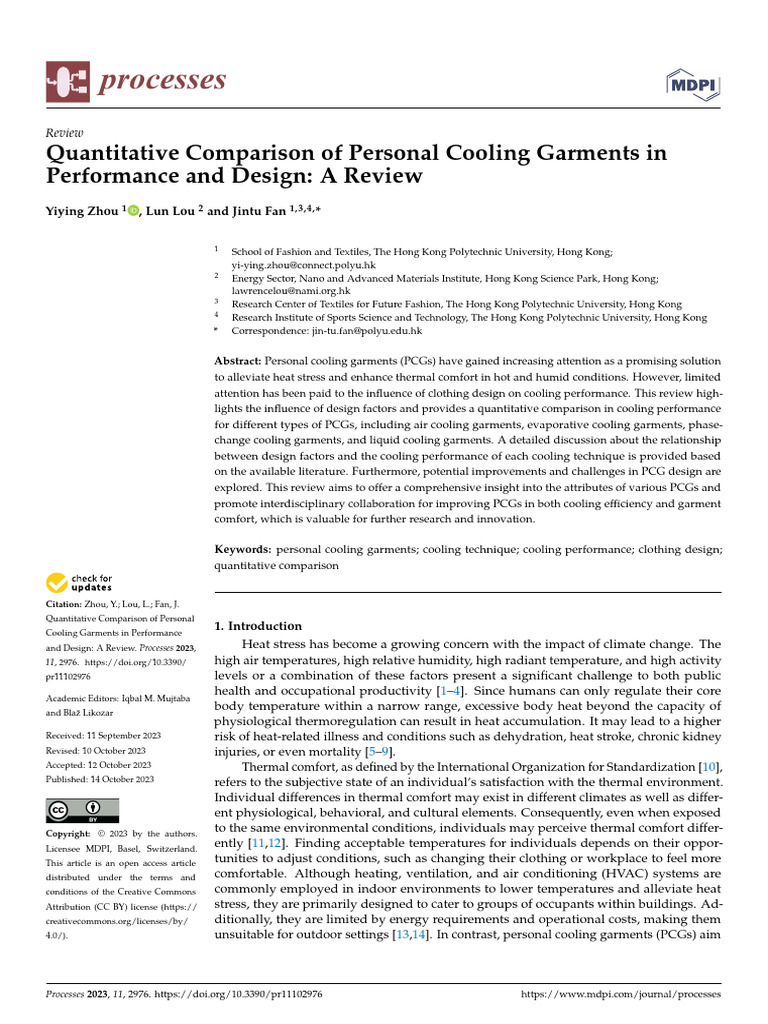 Comparison of Personal Cooling Garments | PDF | Evaporation ...