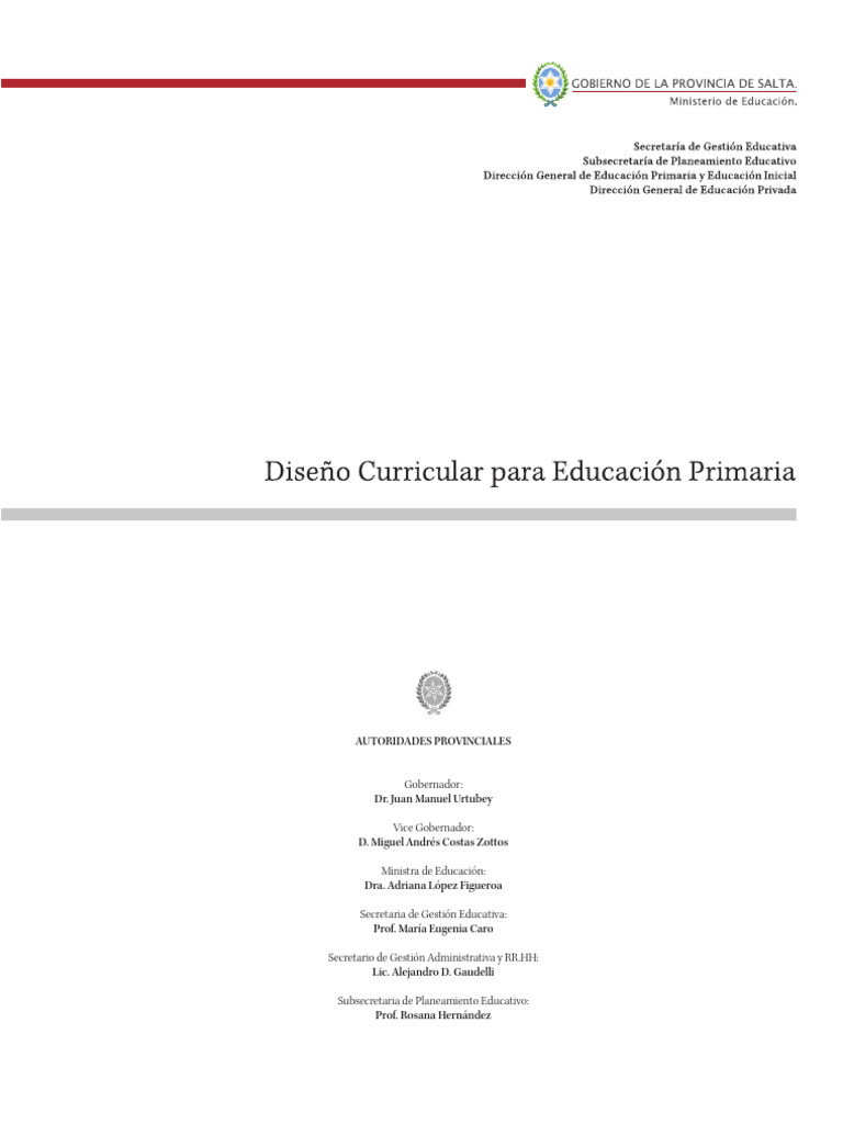 Diseño Curricular Educación Primaria | PDF | Enseñando | Plan de estudios
