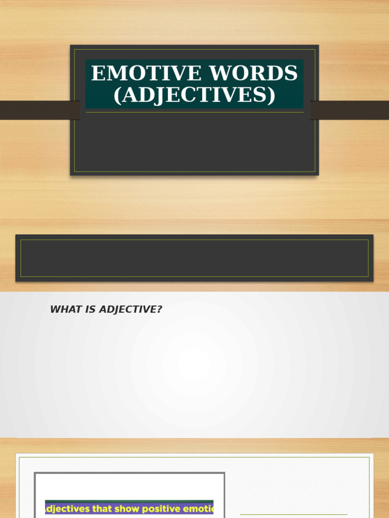 Emotive Adjectives and Activities Guide | PDF