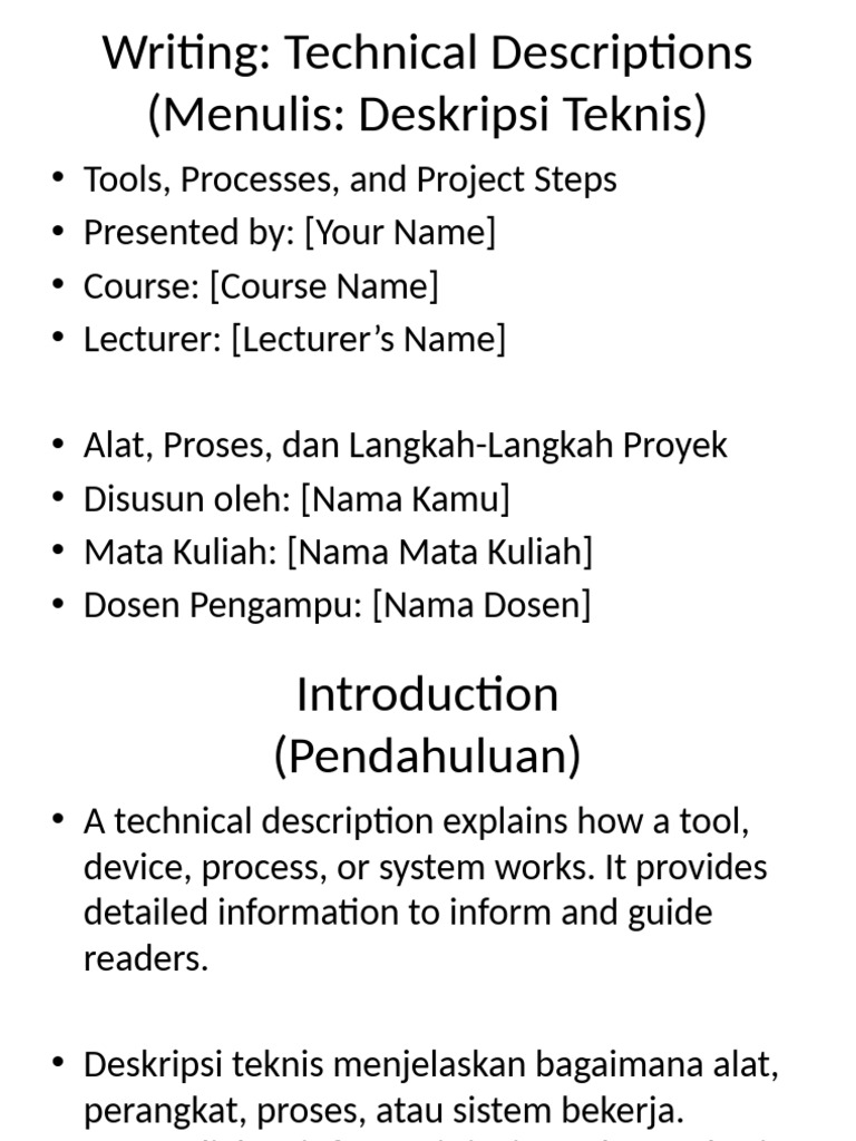Writing Technical Descriptions Presentation | PDF