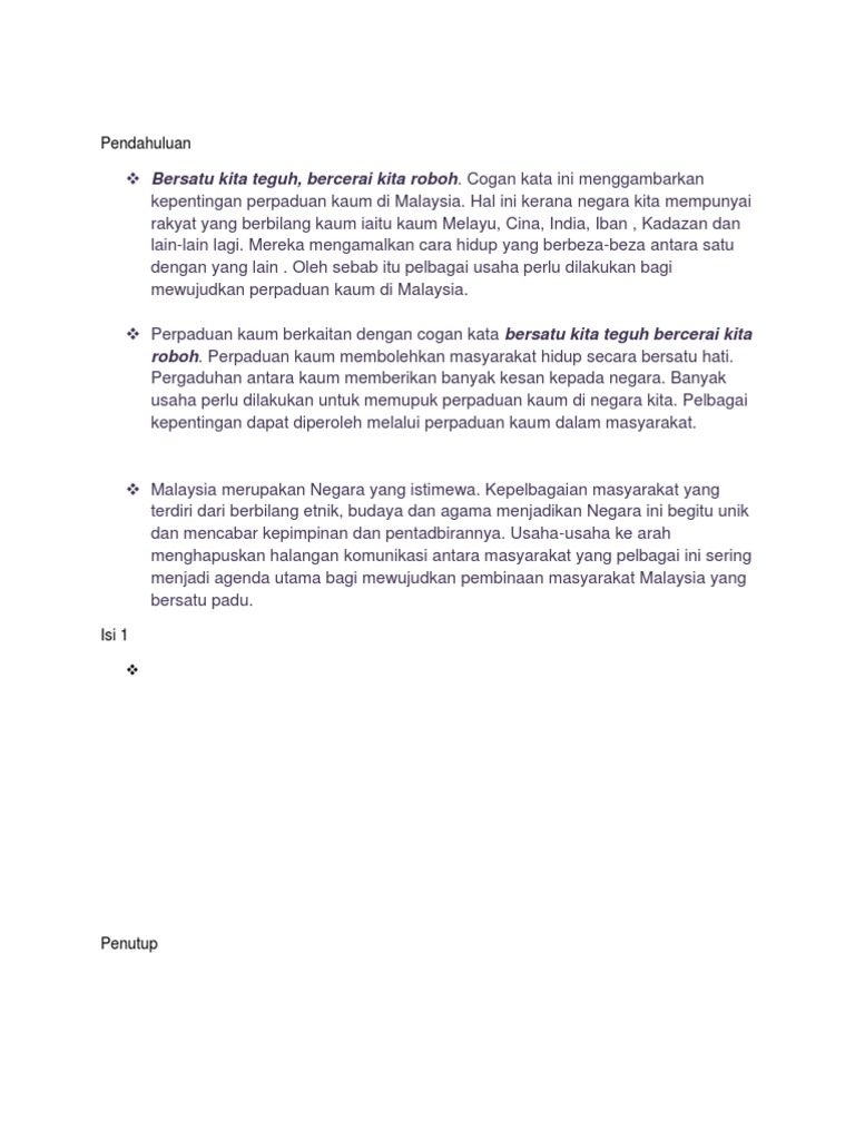 Karangan Perpaduan Kaum Pdf
