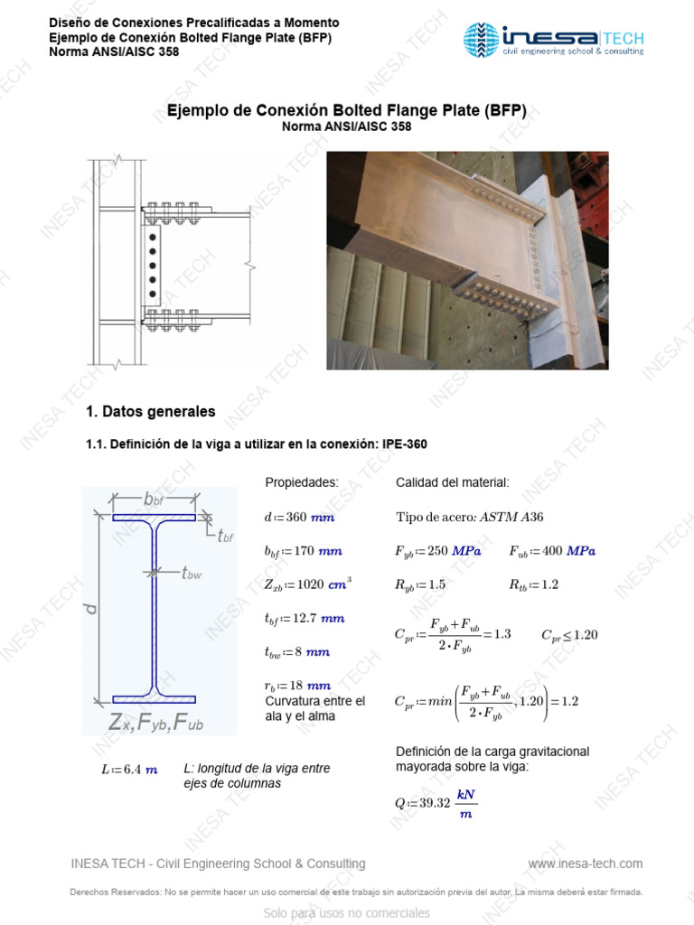 Diseño de Conexiones BFP ANSI/AISC 358 | PDF | Ingeniería mecánica ...