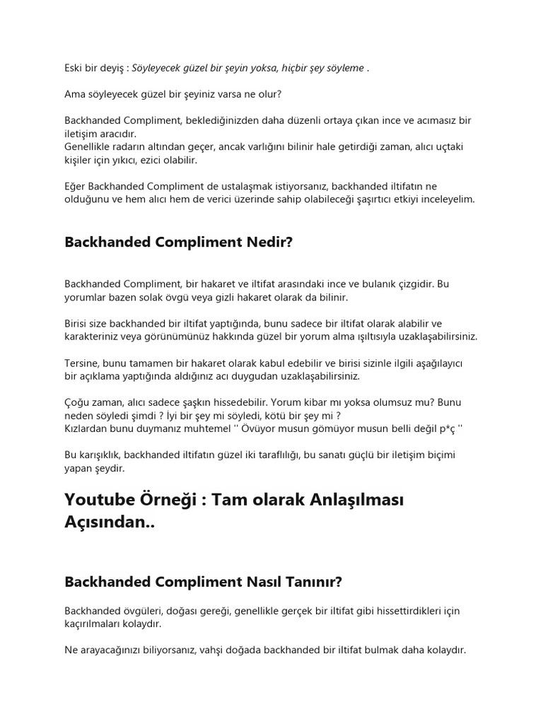 Backhanded Compliment | PDF