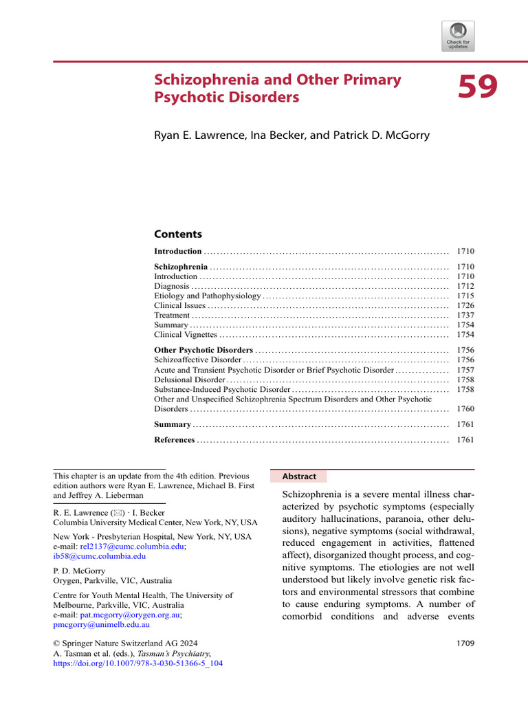 Schizophrenia and Psychotic Disorders Overview | PDF | Schizophrenia ...