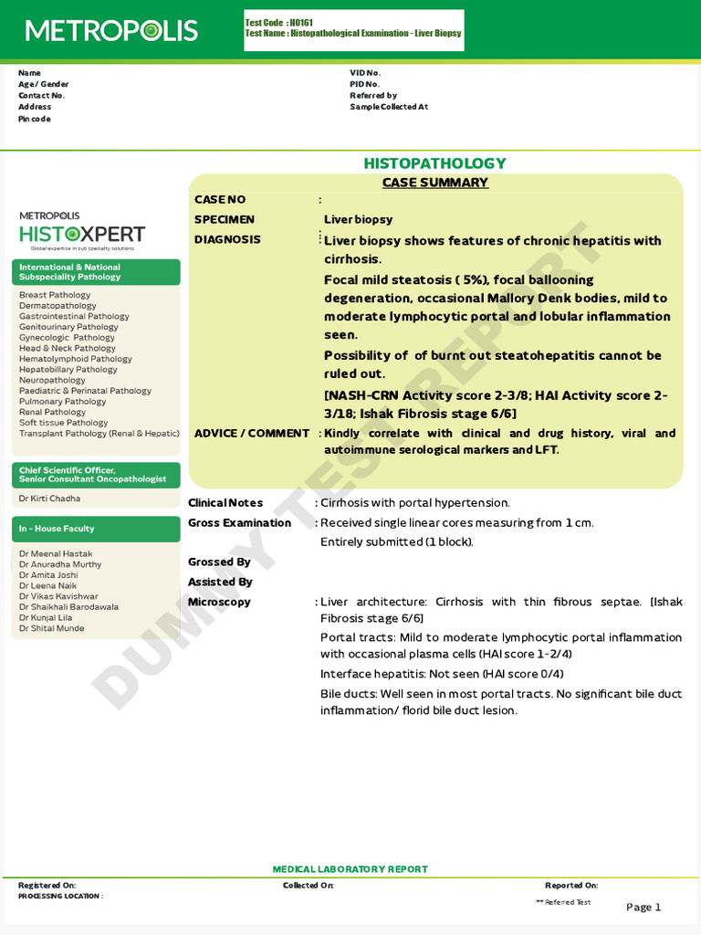 Liver Biopsy Histopathology Report | PDF | Cirrhosis | Liver