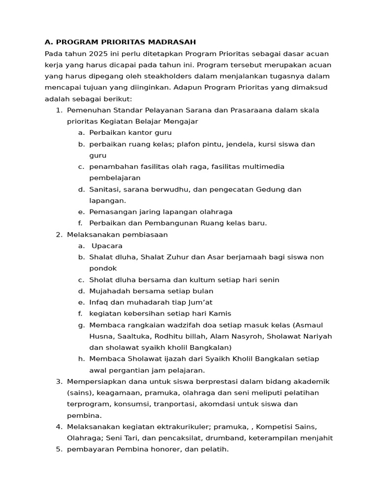 Program Prioritas Madrasah 2025 | PDF