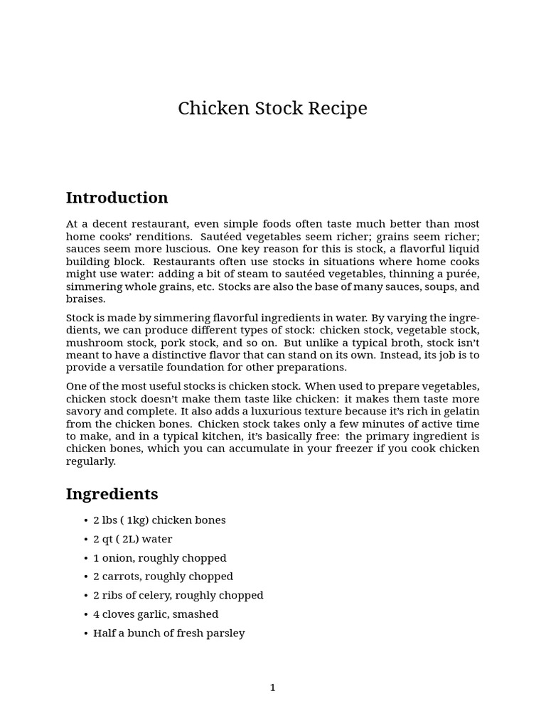 Easy Homemade Chicken Stock Recipe | PDF | Stock (Food) | Western Cuisine