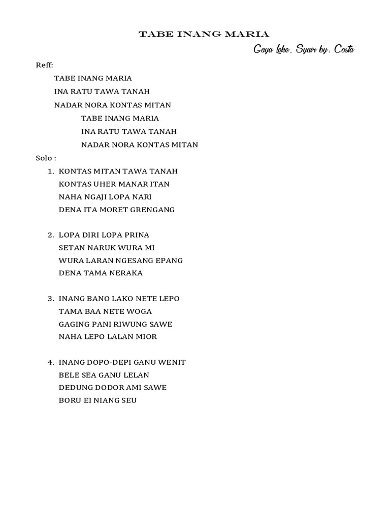 Tabe Inang Maria | PDF
