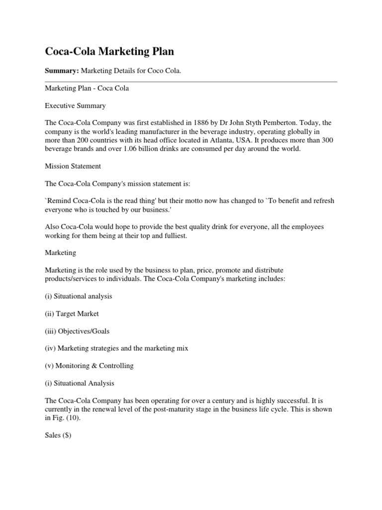 Coca Cola Marketing Plan Phpapp01 Coca Cola The Coca Cola Company
