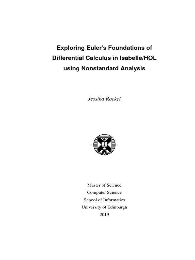 Euler's Differential Calculus in Isabelle | PDF | Derivative ...