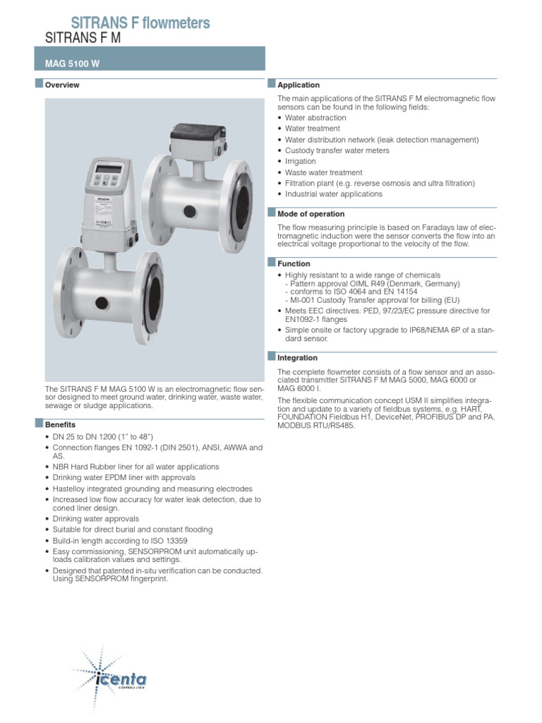SITRANS F M MAG 5100 W Flowmeter | PDF | Flow Measurement
