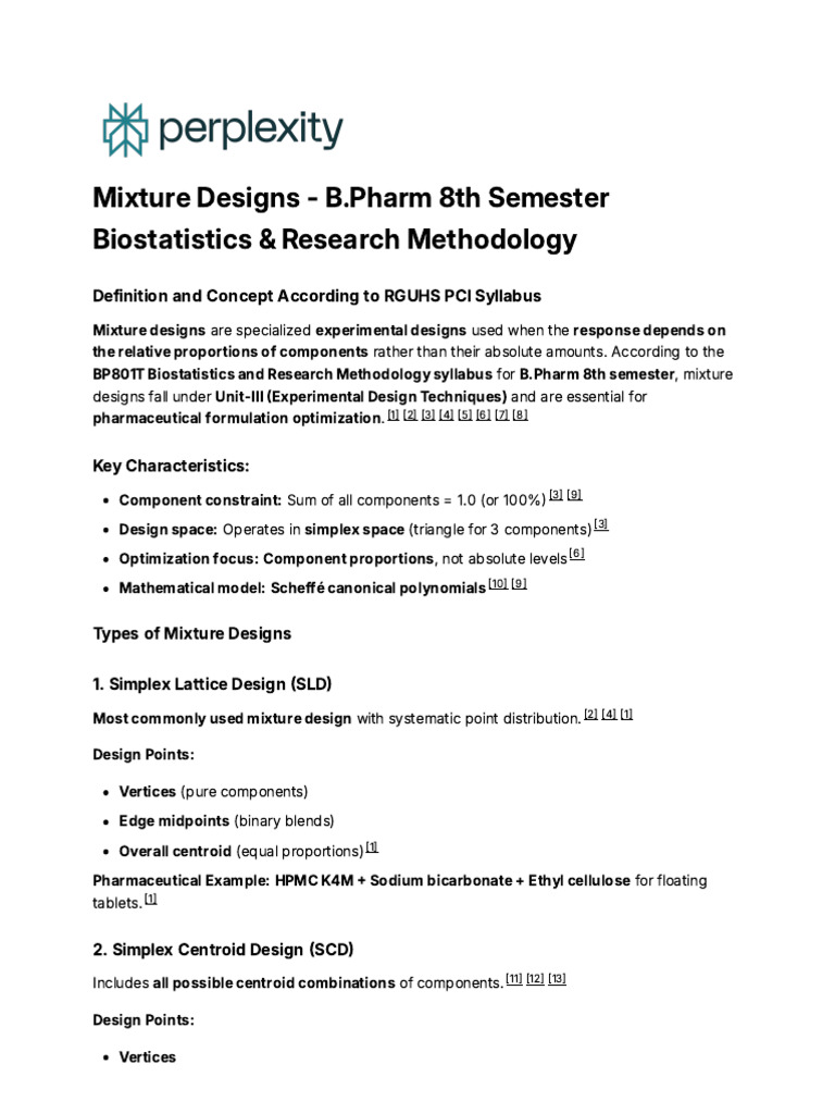 Mixture Designs in Pharmaceutical Optimization | PDF | Tablet (Pharmacy ...