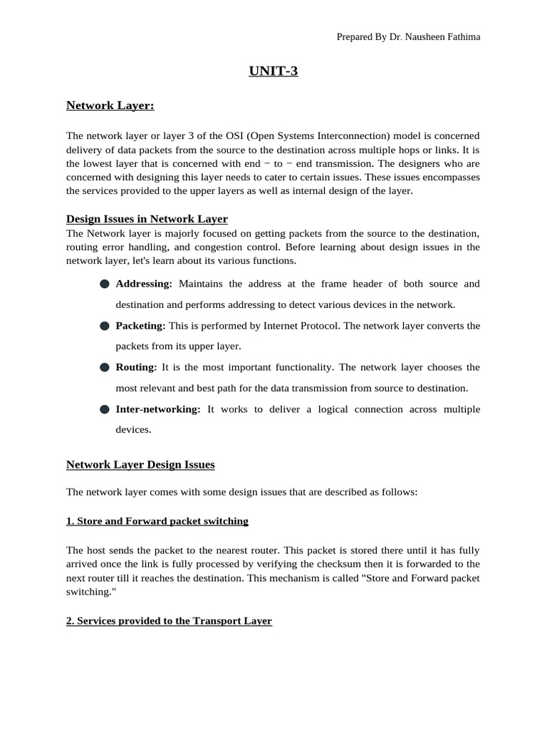 Network Layer Design and Functions Explained | PDF | Computer Network ...