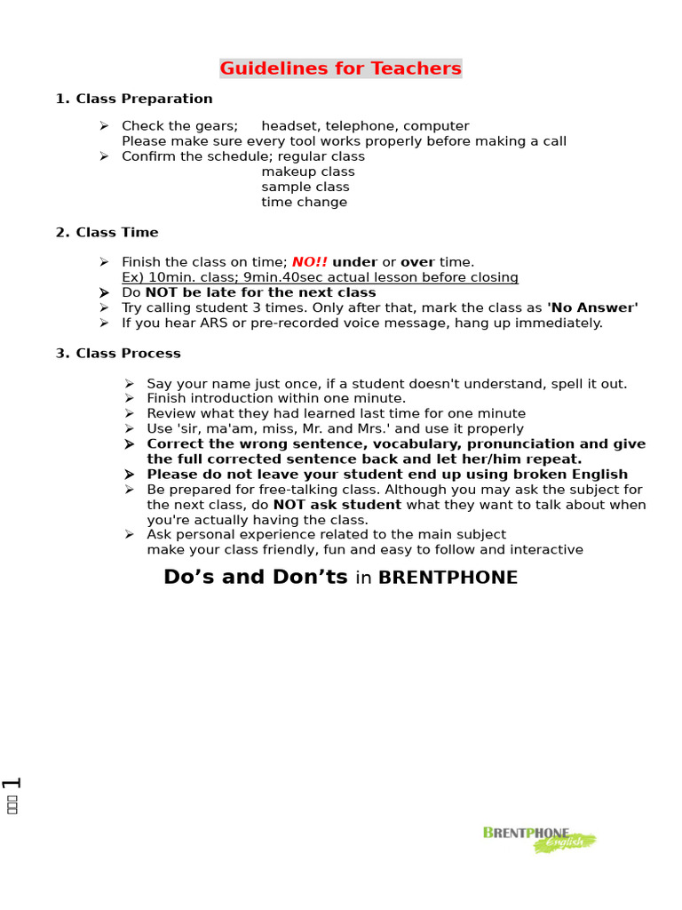 Guidelines For Teachers | PDF | Human Communication