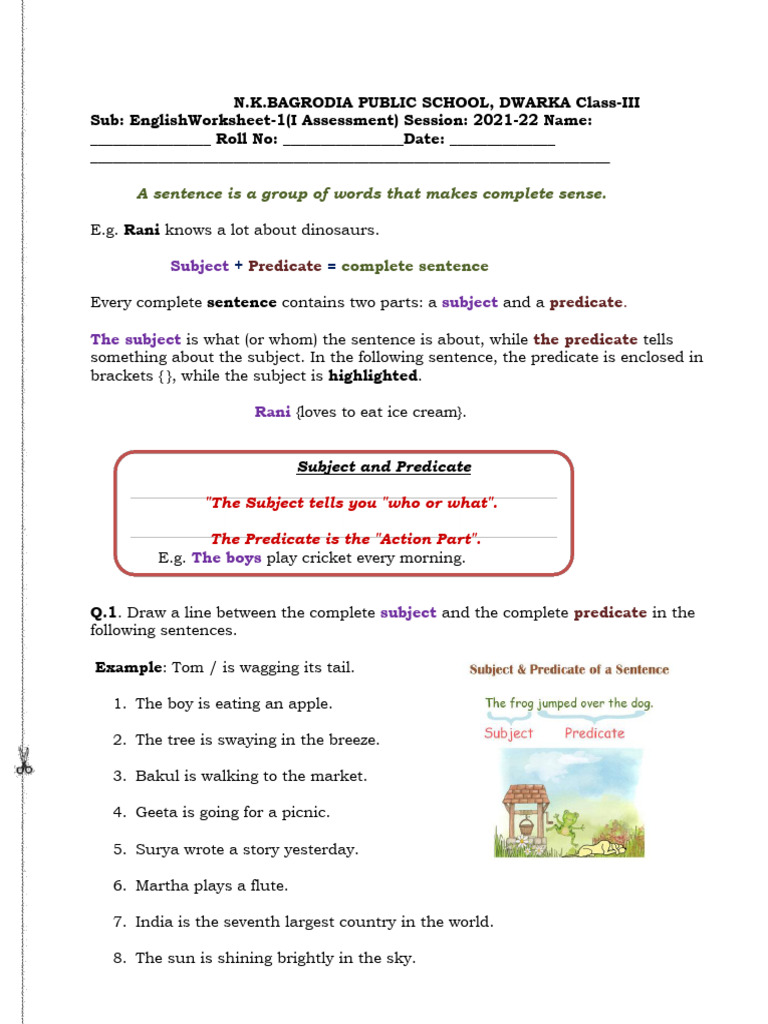 Class III English Sentence Structure Worksheet | PDF | Language ...