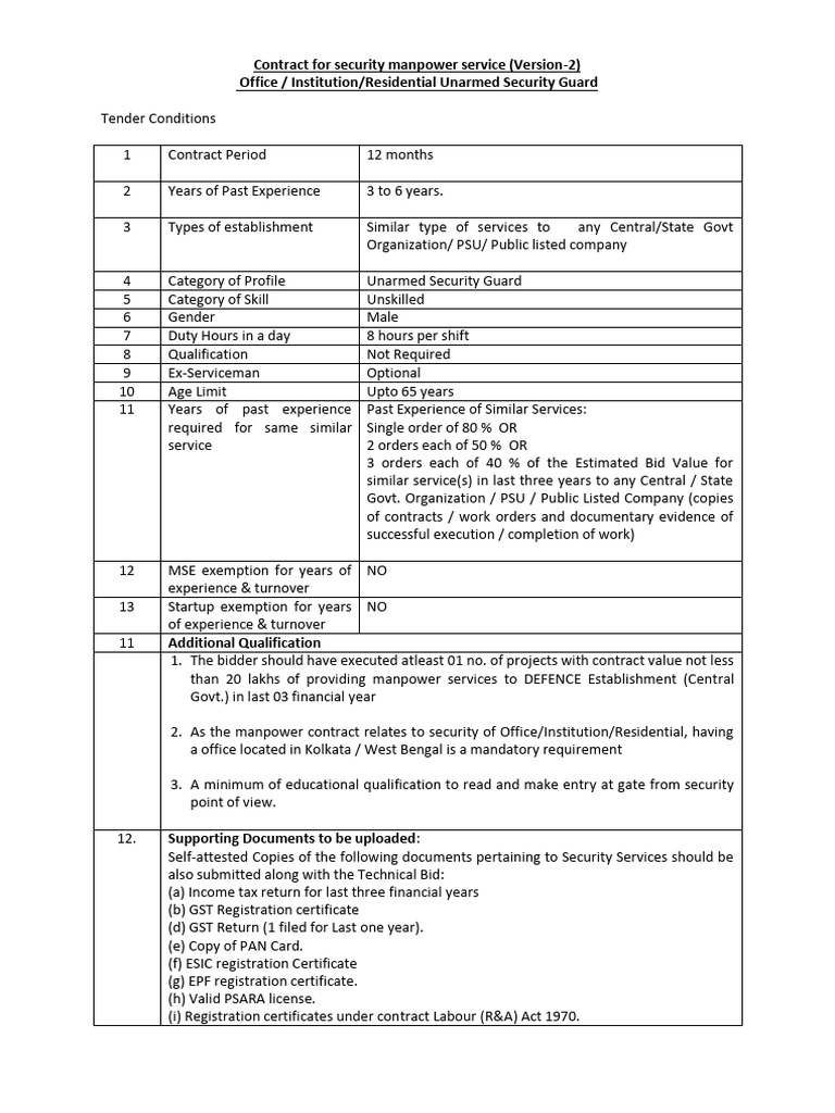 RFP 5 Buyer Cda RTC Kol 2 | PDF | Security Guard | Employment