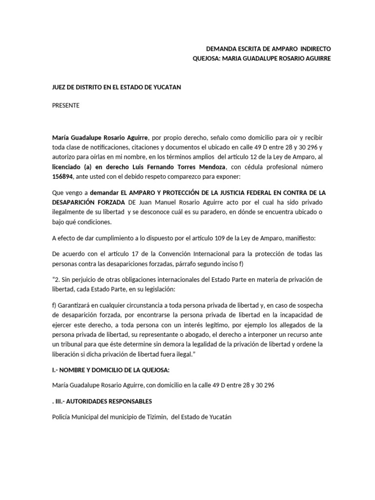Amparo Indirecto por Desaparición Forzada | PDF | Justicia | Crimen y ...