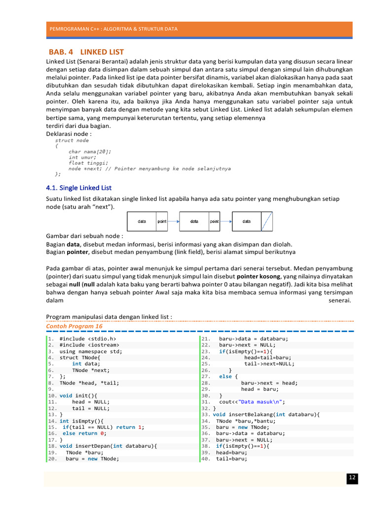 Struktur Data Linked List C++ | PDF