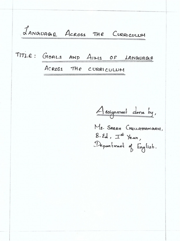 Goals and Aim of Languages Across The Curriculum | PDF