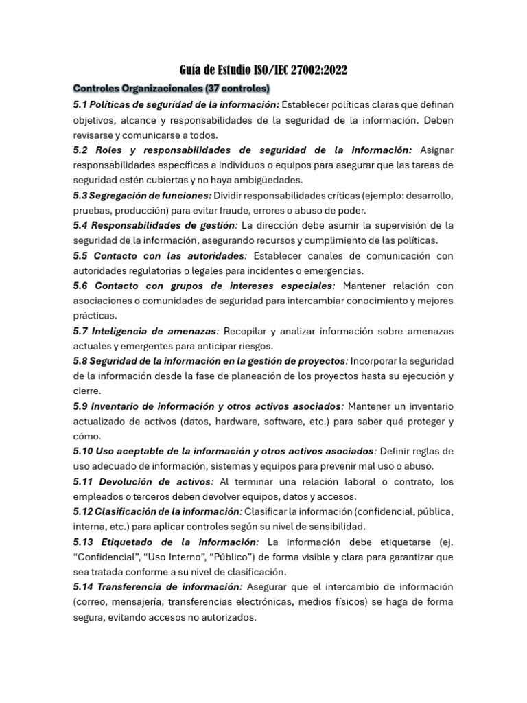Controles de Seguridad ISO/IEC 27002:2022 | PDF | Seguridad | La ...