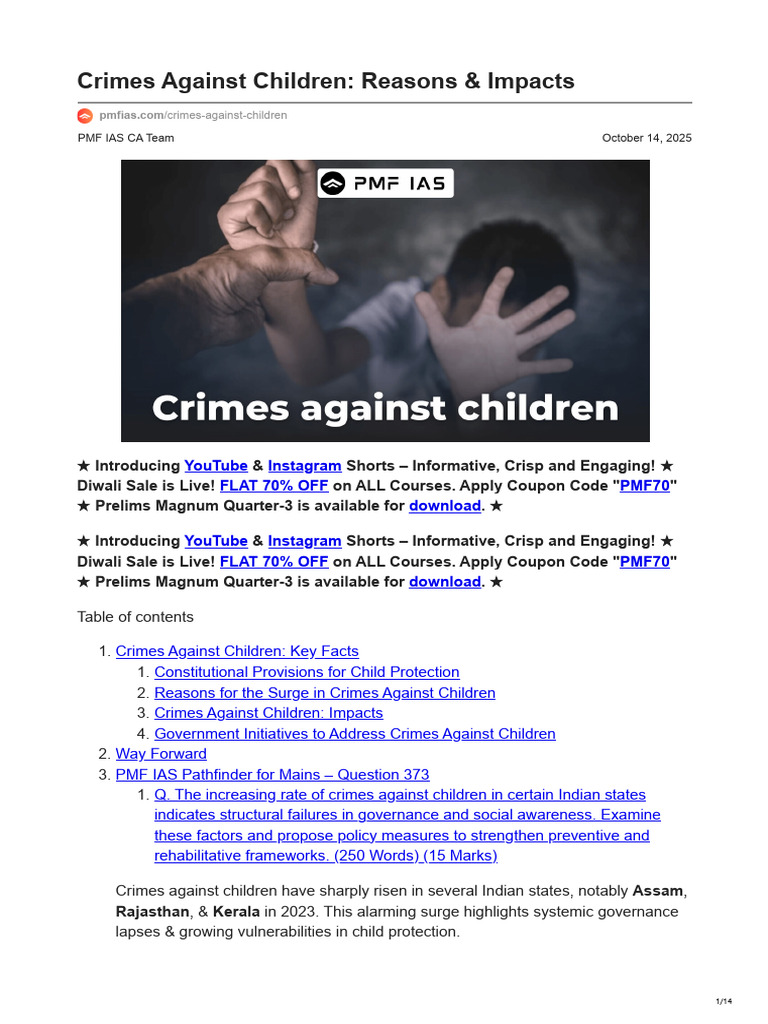 Crimes Against Children Reasons Impacts | PDF | Crimes | Crime & Violence