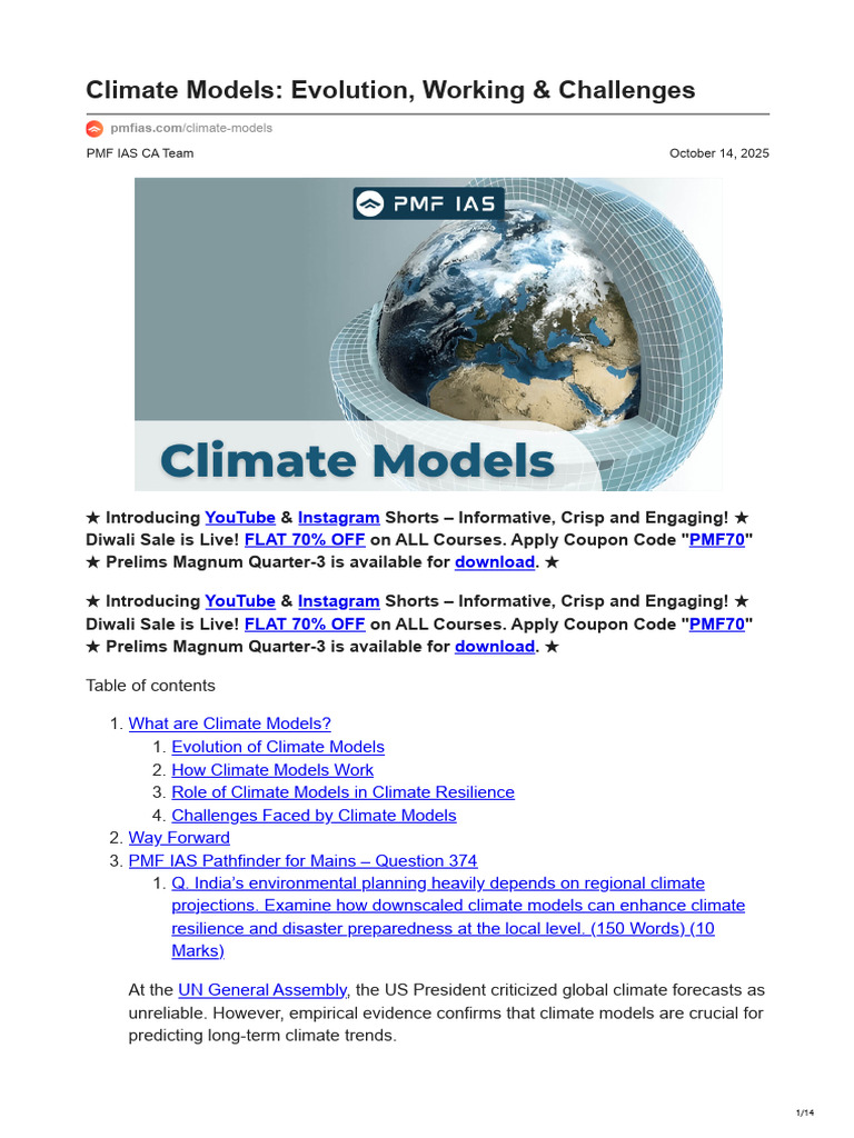 Climate Models: Evolution & Challenges | PDF | General Circulation ...