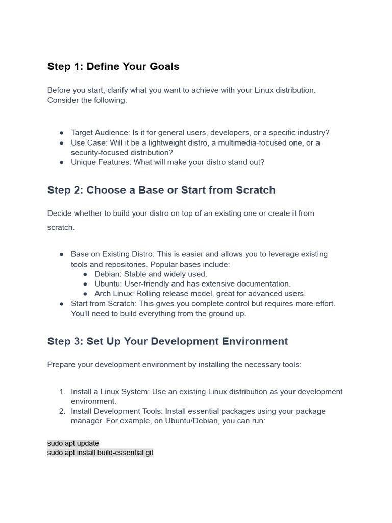 Building Your Own Linux Distro Guide | PDF | Linux Distribution ...