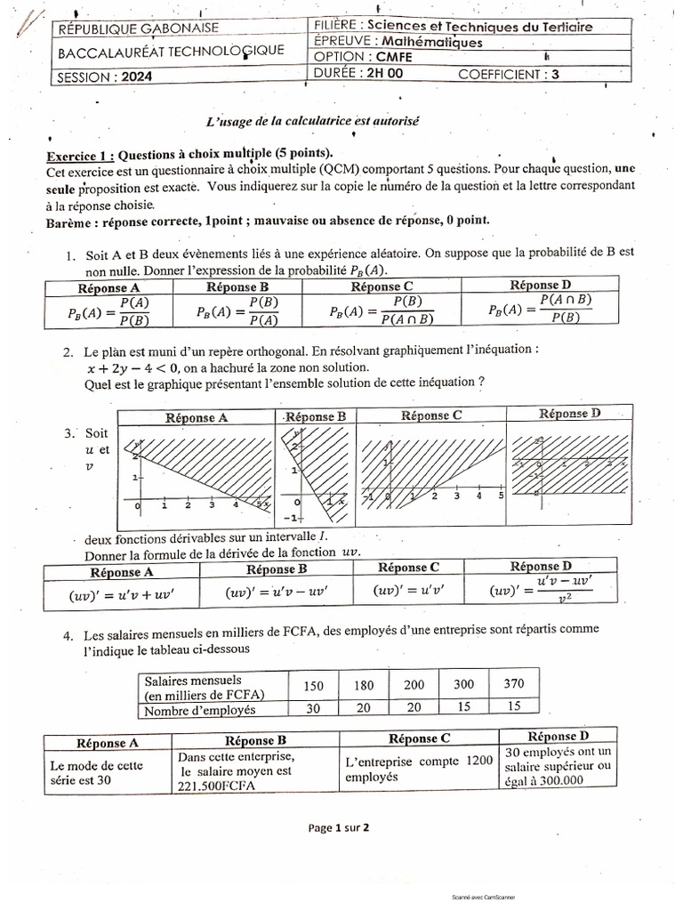 Bac24maths STT-CMFE | PDF