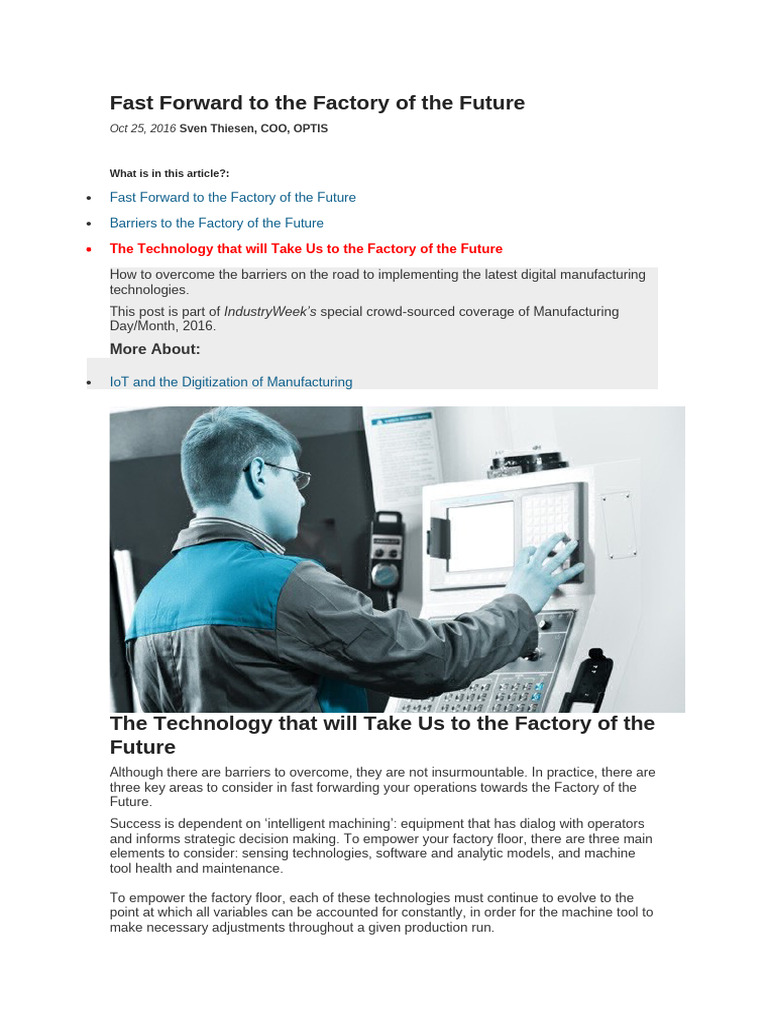 3 - Fast Forward To The Factory of The Future | PDF | Mechanical ...