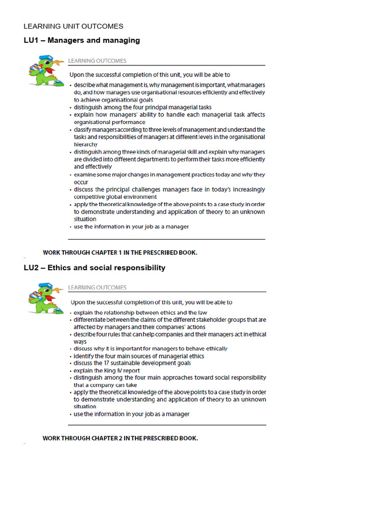 Revision - Learning Unit Outcomes | PDF