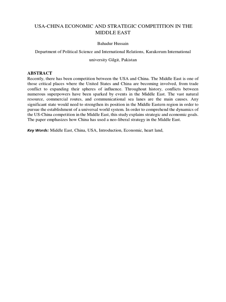 Usa China Economic and Strategic Competi | PDF | Middle East | China