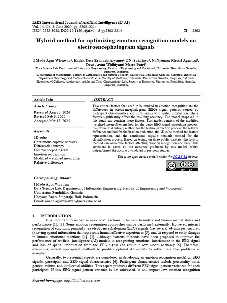 Hybrid Method for EEG Emotion Recognition | PDF ...