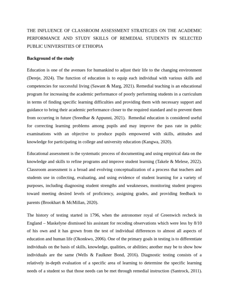 The Influence of Classroom Assessment Methods On Learning Outcomes of ...