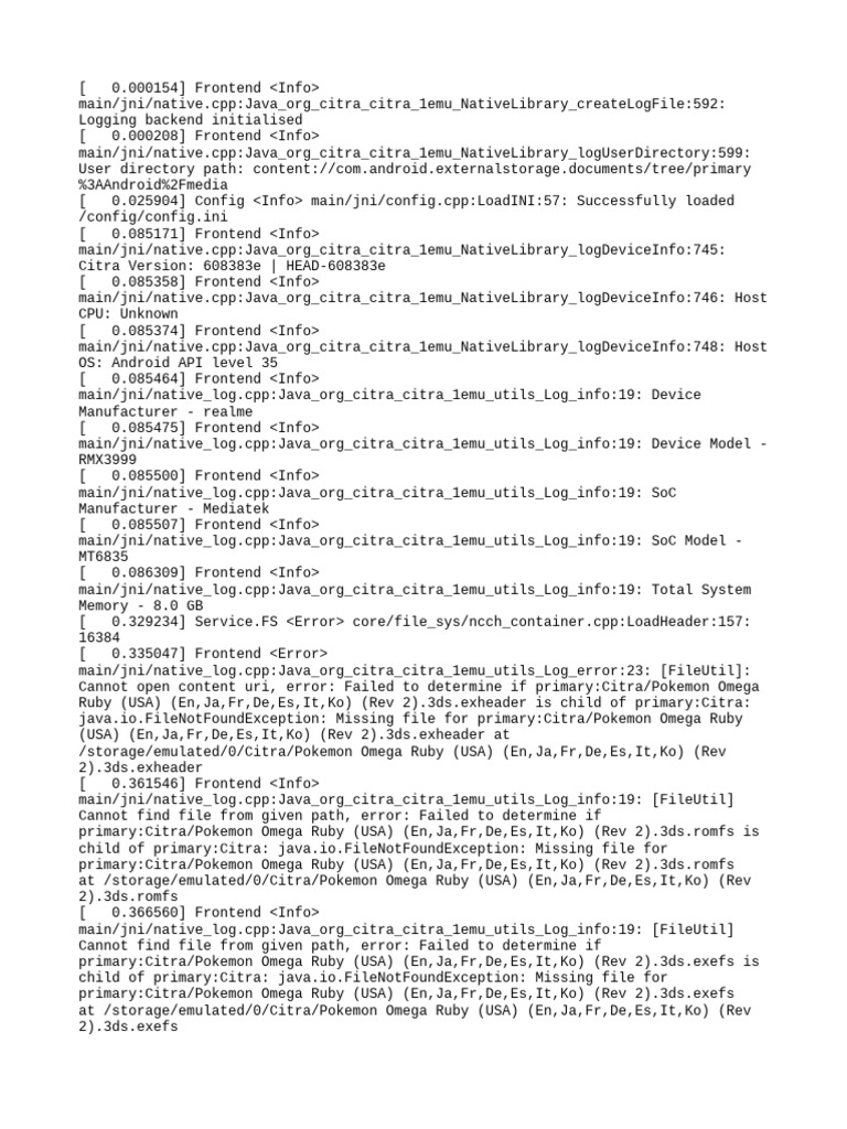 Citra Emulator Log Analysis on Android | PDF | System Software ...