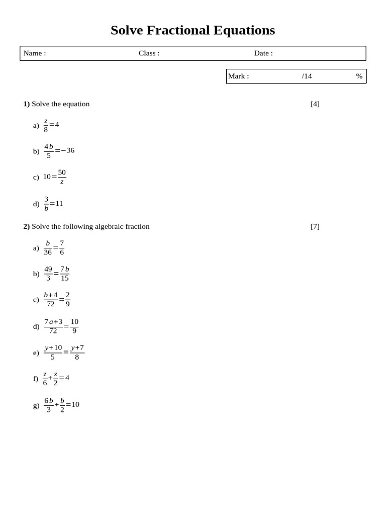 Solve Fractional Equations - 3 | PDF