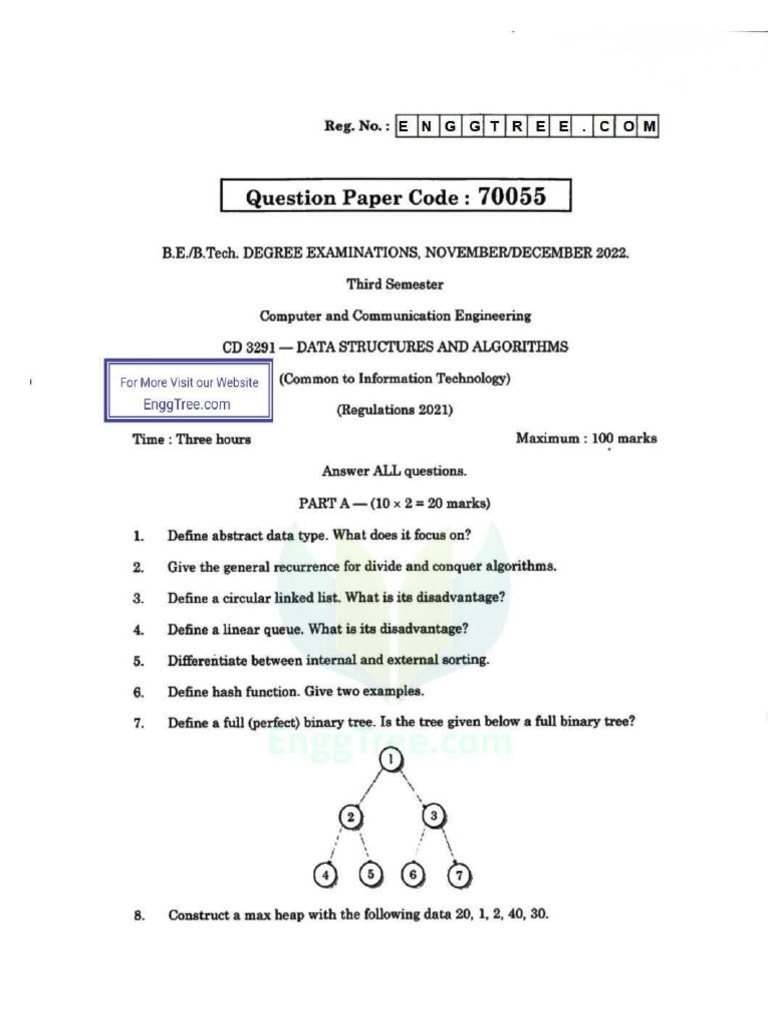 Dsa Model University Questions | PDF