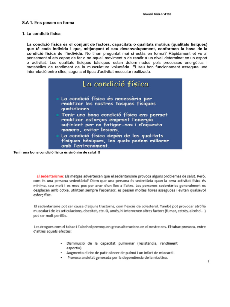 Apunts Condició Física 3ESO | PDF