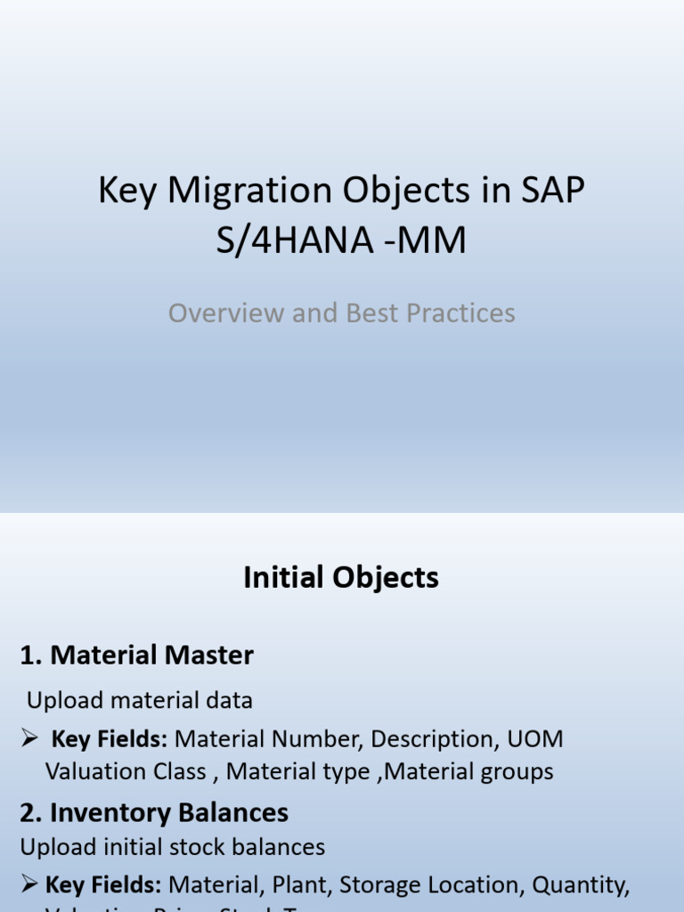 SAP S/4HANA MM Migration Best Practices | PDF