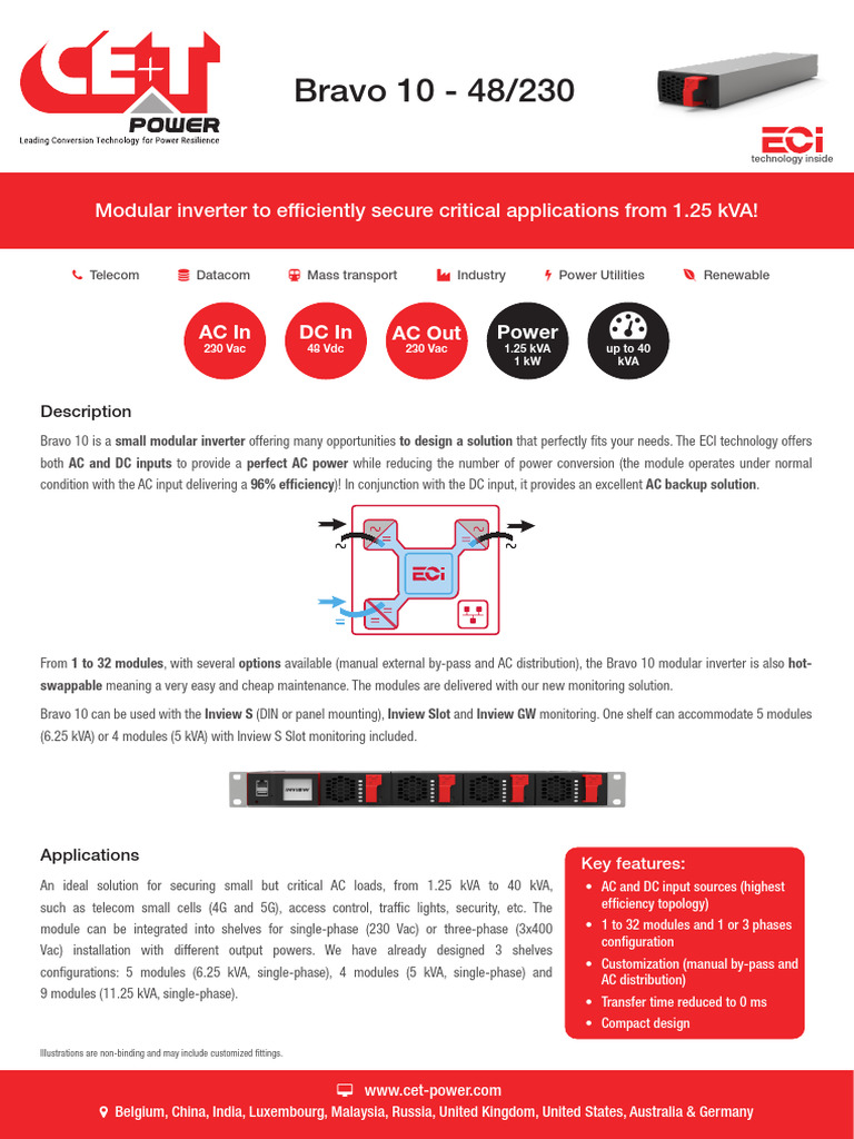 Modular Inverter Bravo 10 Overview | PDF | Power Inverter | Alternating ...