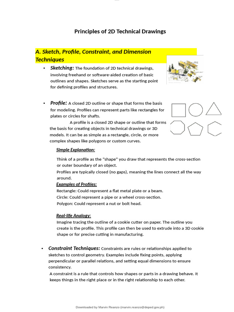 Principles of 2d Technicl Drawings | PDF | Perspective (Graphical) | Circle
