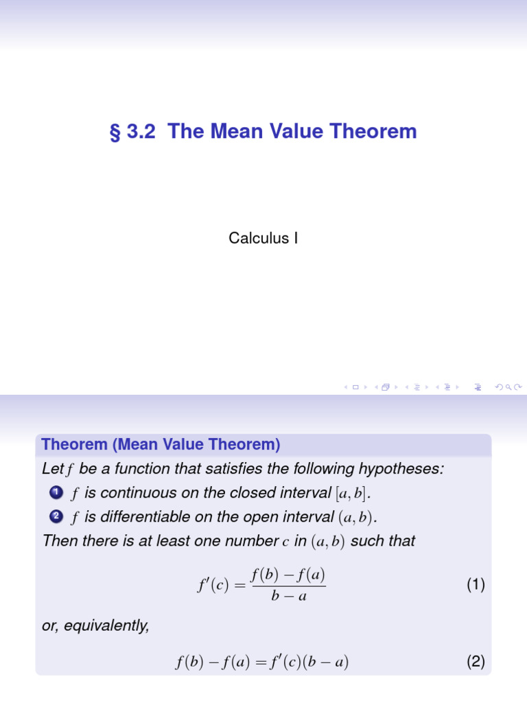 Mean Value and Rolle's Theorems Explained | PDF