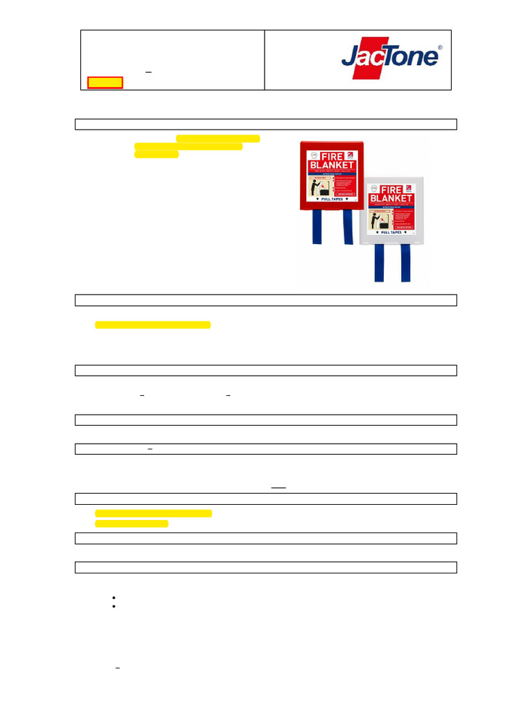 Fire Blanket Data Sheet - Premium Range | PDF