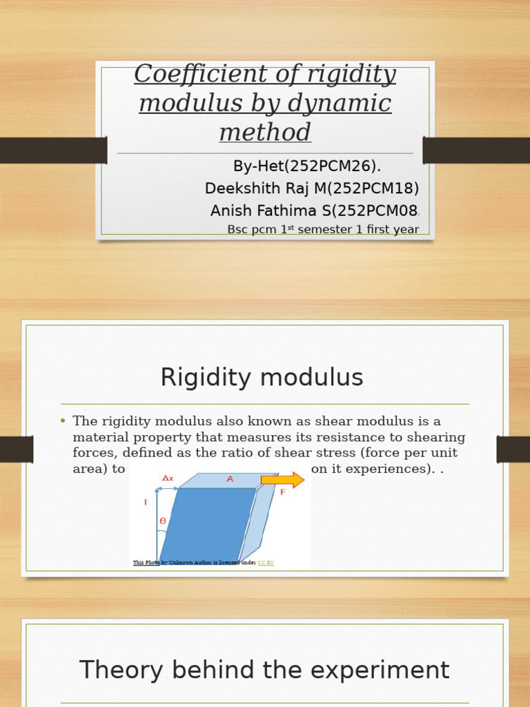 Coefficient of Rigidity Modulus by Dynamic Method | PDF | Young's ...