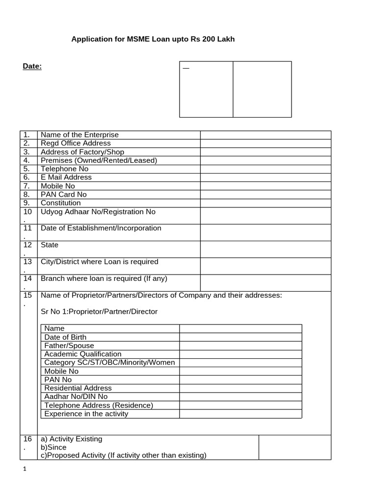 MSME Loan Application Form Guide | PDF | Identity Document | Credit