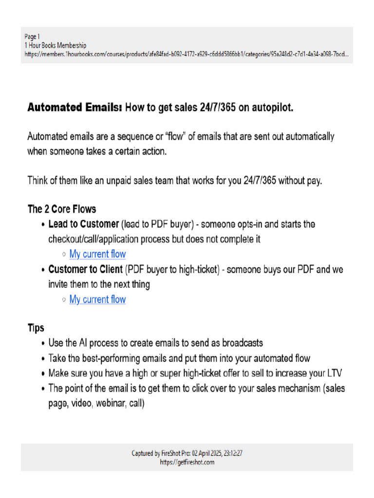 03-Automated Emails How To Get Sales 24-7-365 On Autopilot | PDF
