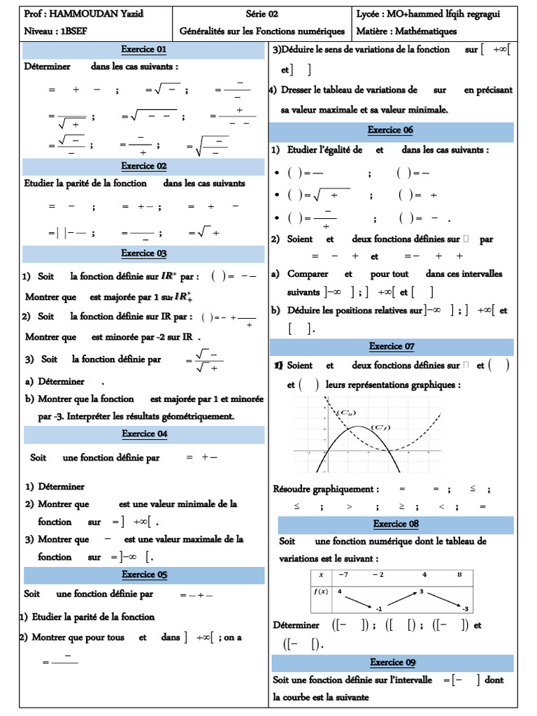 Généralités sur les Fonctions Numériques | PDF | Fonction ...